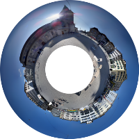 Zuerich Waaggasse fisheye panorama